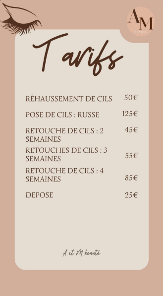 Tarifs A&M Beauté