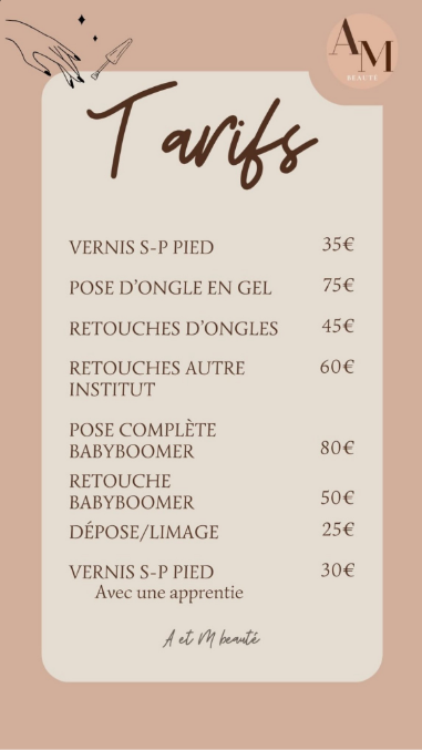 Tarifs A&M Beauté